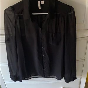 Sheer black blouse long sleeve